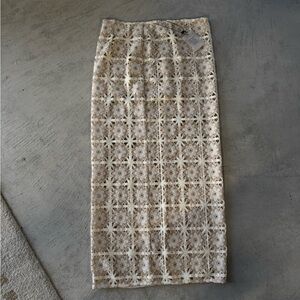 Tularosa Floral Lace Maxi Skirt in Cream